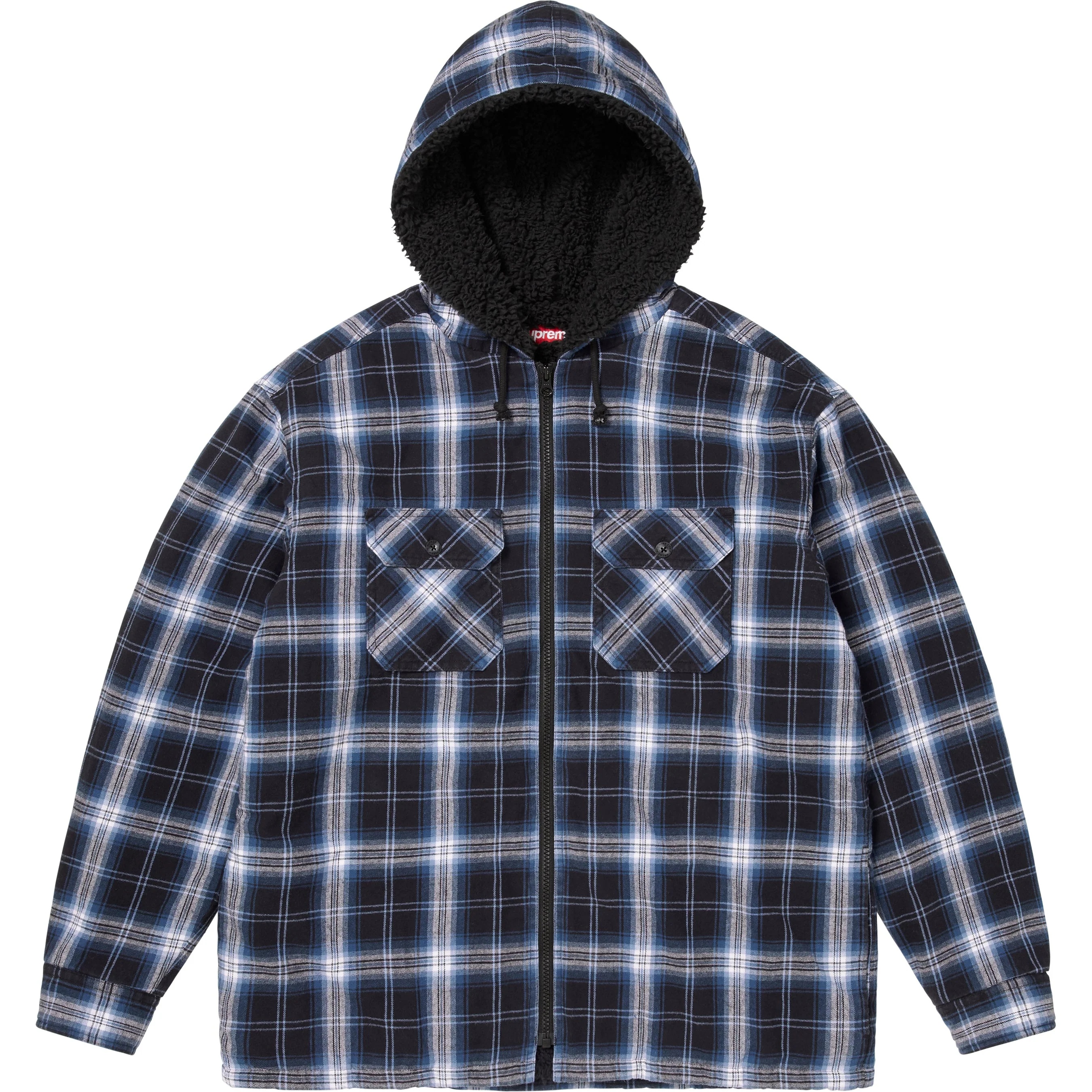 Lined Zip Up Hooded Flannel Shirt view 2